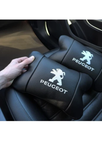 Набор подушек Peugeot из кожи + брелок в подарок, Автоподушки с вышивкой No Brand (401073017)