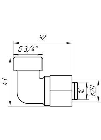 Угольник с наружной резьбой ITALY 753 L 3/4”х20 APE (338863809)