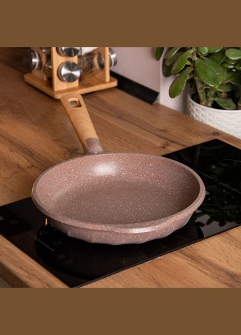 Алюминиевая сковорода 1,5 л, мраморное антипригарное покрытие, Ø 26 см, толстое дно, кофейный HP-4-419CO MGC (306849109)