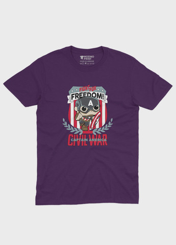 Фиолетовая демисезонная футболка для мальчика с принтом супергероя - капитан америка (ts001-1-dby-006-022-005-b) Modno