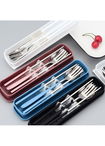 Набір столових приборів, похідний набір “Urban Steel” у футлярі (ложка, виделка, палички, футляр) No Brand (367038418)