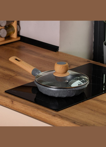 Мраморная алюминиевая сковорода с антипригарным покрытием 1 литр Ø 20 см серая HP-4-421G MGC (306849250)