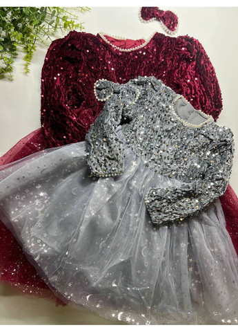 Срібна сукня срібна з паєтками та бантом No Brand (370664924)