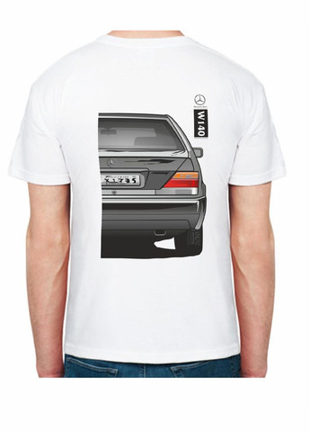 Біла футболка чоловіча з принтом mercedes-benz w140 stock fr 107240 біла Avtolife