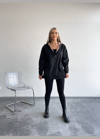 Бежевая женская двухсторонняя куртка цвет черный-бежевый р.универсальный 454222 New Trend