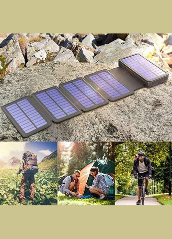 УМБ с солнечной панелью DN38 25000 mAh Portable Solar Charger Wireless 5 panel Black VHG (366664683)
