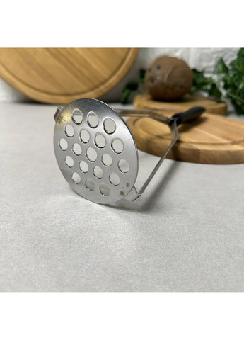 Толкушка картофелемялка для картошки усиленная из нержавеющей стали с пластиковой ручкой 25 см Kitchen Master (291874647)