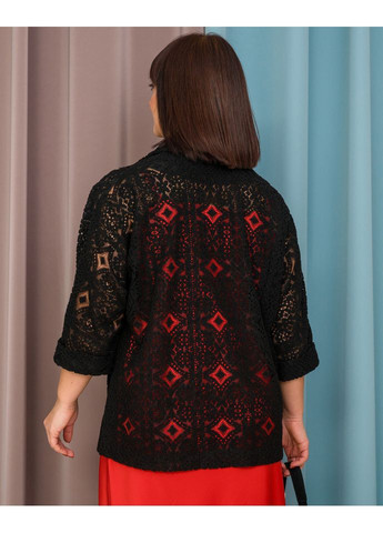 Черный женский пиджак ажурный 2068 Alenka Plus - демисезонный