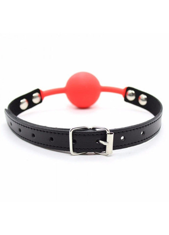 Кляп силиконовый, красный шарик, черные ремешки, диаметр 4 см DS Fetish (292011452)