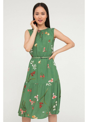 Зелена кежуал сукня s20-12030-522 а-силует Finn Flare з квітковим принтом