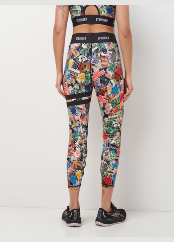 Комбинированные демисезонные cпортивные леггинсы в принт Stronger