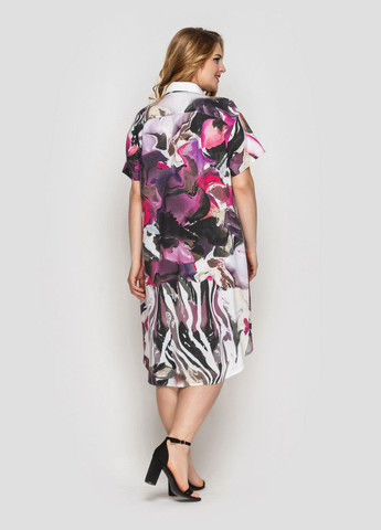 Комбинированное повседневный платье сати 54 разные цвета акварель 0187 Vlavi