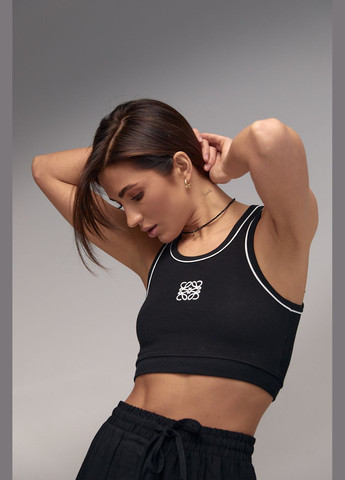 Трикотажный кроп-топ украшенный вышивкой Liton (296909171)