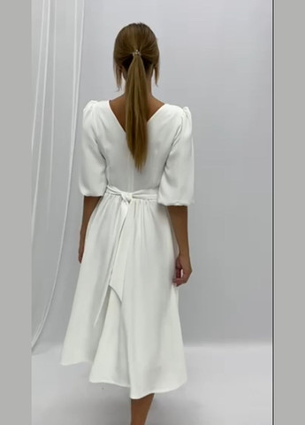 Білий вечірня жіноча біла сукня вечірня весільна миди з спідницею-сонце Canvas однотонна