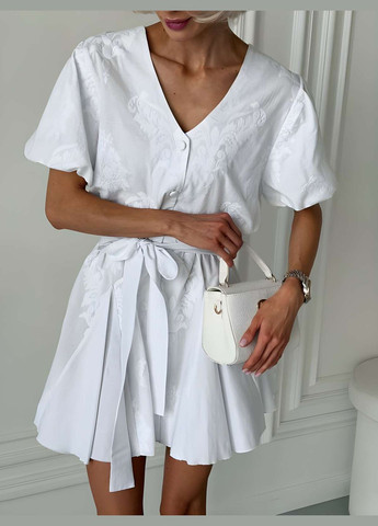 Белое праздничный, коктейльное, повседневный, кэжуал, вечернее женское летнее белое короткое платье мини с поясом на пуговицах. Україна