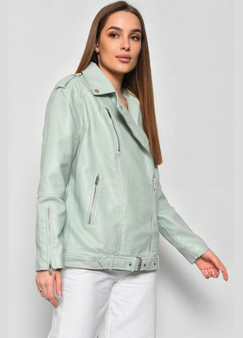 Мятная демисезонная куртка женская из экокожи мятного цвета Let's Shop