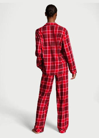 Красная женская пижама flannel long pajama set фланелевая красная в клетку Victoria's Secret