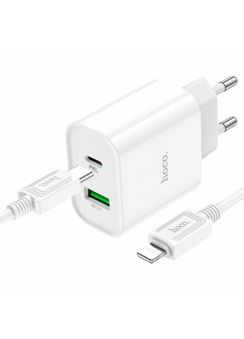 Блок для зарядки быстрой зарядки C80A Plus PD20W+QC3.0 с кабелем Lightning в комплекте Hoco (367724246)