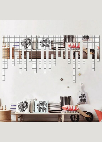 Зеркальные пластиковые наклейки квадратики 5 х 5 см 10 шт Серебро Б235 No Brand (302242701)