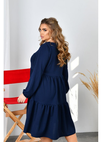 Темно-синее праздничный, повседневный, кэжуал женское платье из трикотажа креп-стретч No Brand однотонное