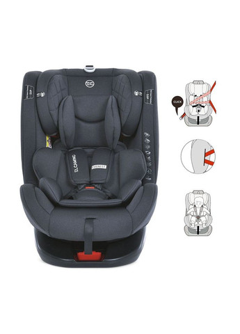 Автокрісло дитяче EVEREST Dark Gray 0-36кг 5-точкові ремені безпеки ISOFIX 360º Темно-сіре (ME 1114) El Camino (356677900)