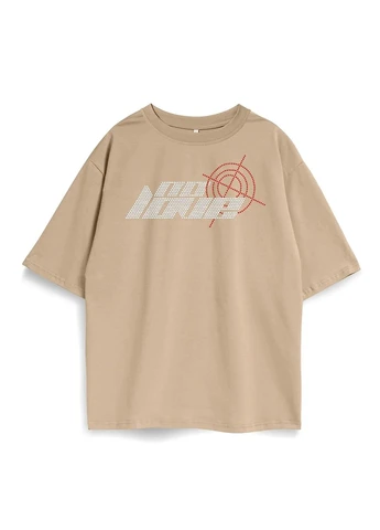 Футболка оверсайз унисекс со стразами No Love Cappuccino Taboo clothing company (393334889)