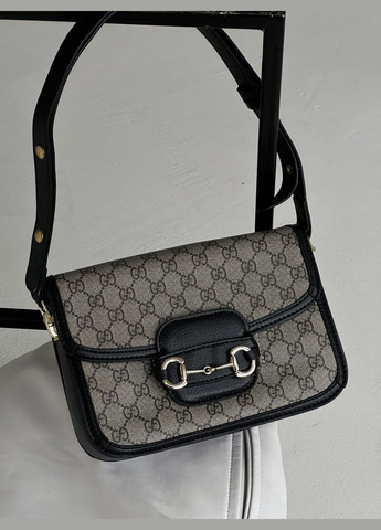 Жіноча сумочка Гучі Horsebit 1955 (чорно-сірий колір) No Brand (322605024)