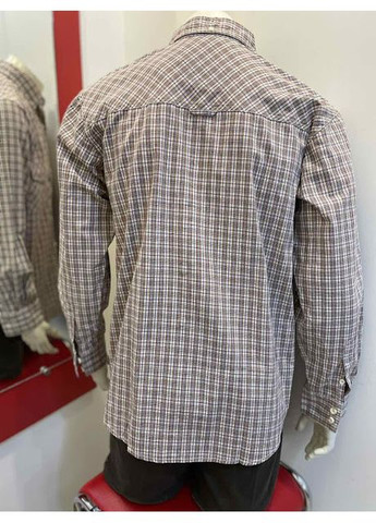 Сорочка чоловіча накладні кишені клітинка довгий рукав беж Wrangler (369012261)