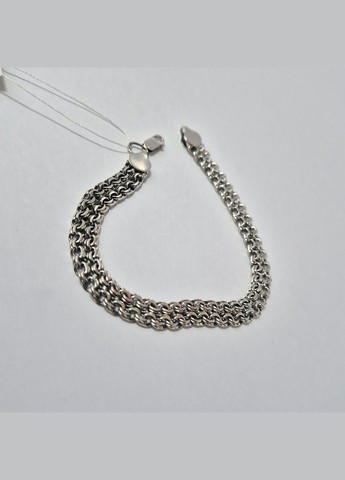 Серебряный черненный браслет Двойной Бисмарк 21.5 см 9 мм серебро 925 пробы Черненное 60410 11.40г Nobrand (363969111)