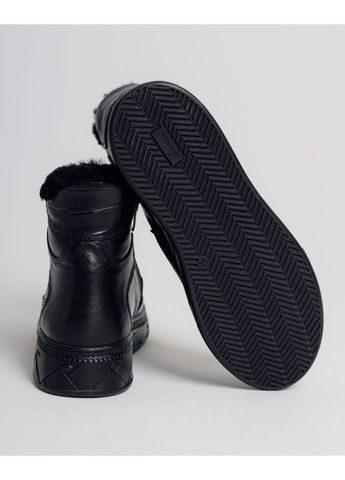 Зимние ботинки зимние с мехом черные кожа Krula