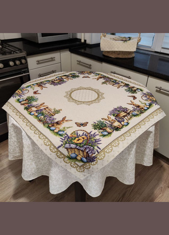 Гобеленовые скатерти пасхальные прямоугольные праздничные скатерти на стол с золотистой нитью 98х100см Maystat (324231879)