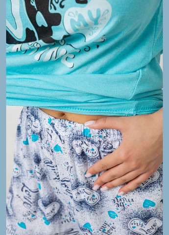 Бирюзовая пижама женская с принтом Ager 243R2499