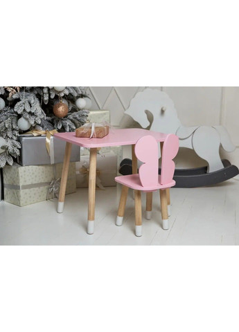 Дитячий прямокутний столик (Рожевий) та стільчик Ведмедик (Рожевий) No Brand (331639990)