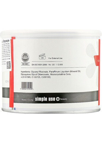 Теплий віск для депіляцї в банці "Полуниця" Depilation Wax 400ml (1004581-44070) Simple Use Beauty (368663055)