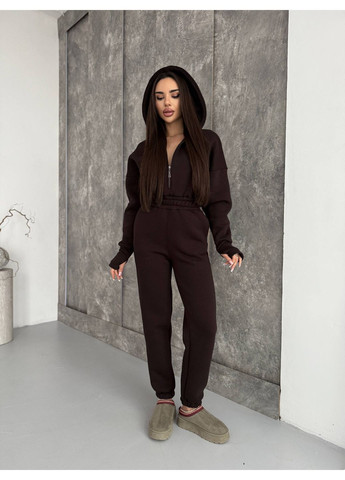 Комбинезон из трехнитки премиум качества ЗАМЕР В ОПИСАНИИ DK/DL Мода без кордонів однотонный коричневый повседневный трехнитка