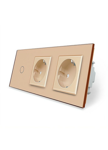 Умный сенсорный ZigBee выключатель 1 сенсор 2 розетки золото стекло (VL-C701Z/C7C2EU-13) Livolo (370984932)