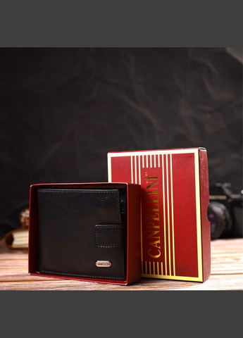 Гаманець чоловічий Шкіряний гладкий 21772 Чорний Canpellini (306881581)