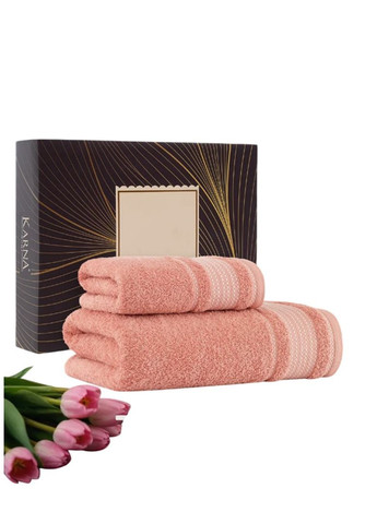 Рушник махровий KARNA для ванної 70х140 см пудровий TC303375784 TURComFor пудровий