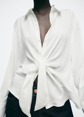 Белая повседневный рубашка однотонная Zara