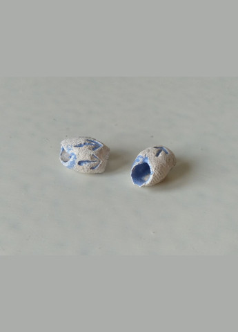 Керамічні намистини ручної роботи "Фантазійні Візерунки №18" (біло-блакитні) 2шт. Коти&Ангели (301533058)