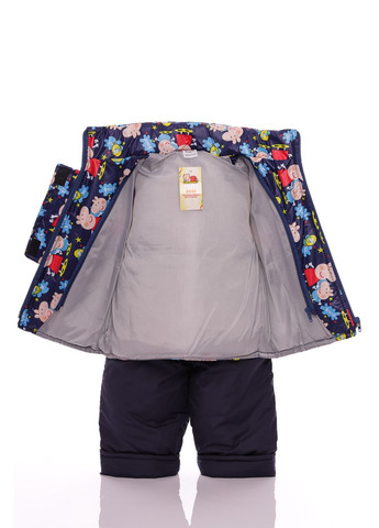 Синий зимний комбинезон на синтепоне для мальчика с принтом пэппы ноль подстежка синий 86 см (27855) BABYKROHA