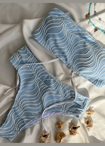 Светло-голубой летний яркий топ бандо с высокой посадкой раздельный, бандо Vakko