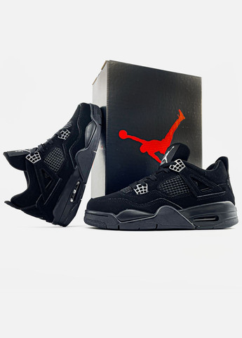 Черные демисезонные кроссовки мужские и женские nike jordan retro 4 black cat | найк джордан ретро 4 черные No Brand