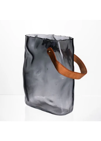 Подарункова скляна ваза сумочка з ручкою 18×9×25 (см) декоративна Сірий HP-19-157-2 Yiwu (386441622)
