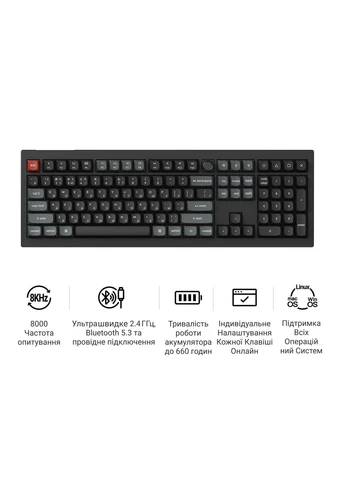 Клавиатура беспроводная V6 Ultra Red Switch Black RGB (V6U-D1-UA) Keychron (394714658)