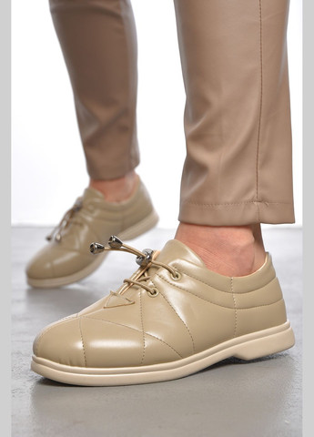 Let's Shop Туфлі жіночі темно-бежевого кольору на шнурівці літи темно-бежевий з штучна шкіра, україна — демісезон (303015434)