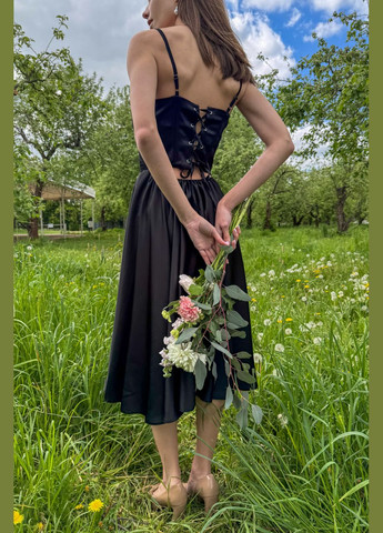 Чорна святковий, коктейльна, вечірня, ділова плаття міді з v-подібним вирізом CHICLY однотонна