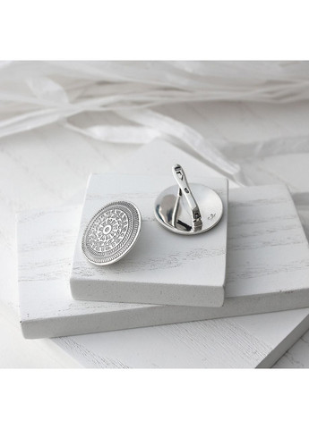 Серьги серебряные круглые с орнаментом Пейстра SE 925 Флора Skifska Etnika (364202664)