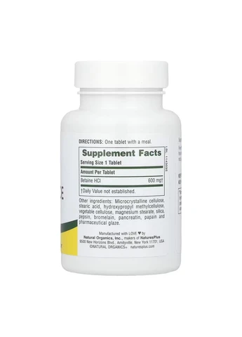 Бетаїн HCl для покращення травлення Betaine Hydrochloride 600mg - 90 tabs Nature's Plus (388971676)