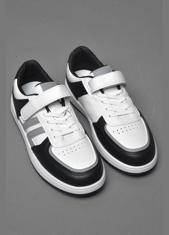 Черно-белые демисезонные кроссовки детские черно-белого цвета Let's Shop